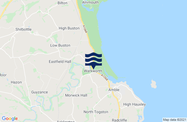 Mappa delle maree di Warkworth, United Kingdom