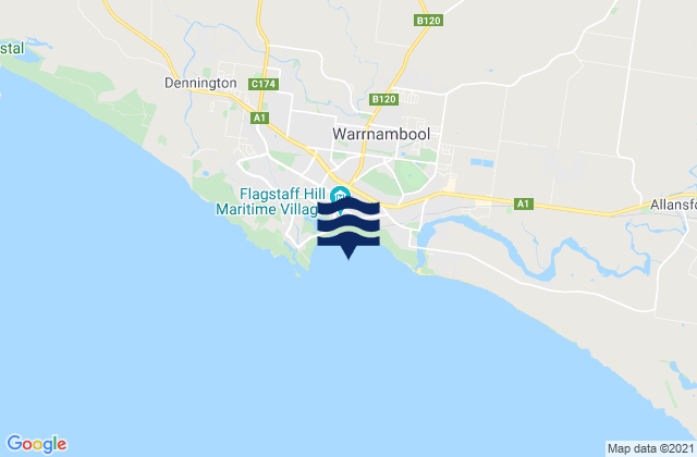 Mappa delle maree di Warrnambool Bay, Australia