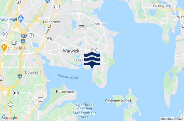 Mappa delle maree di Warwick Cove, United States