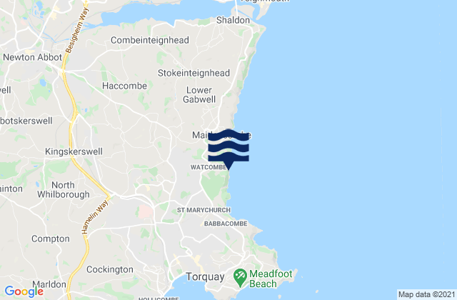 Mappa delle maree di Watcombe Beach, United Kingdom