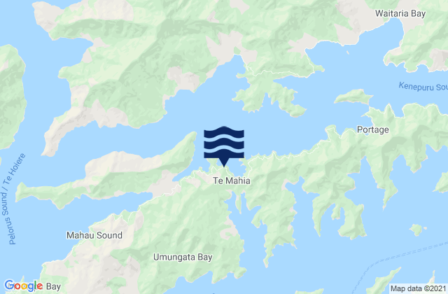 Mappa delle maree di Waterfall Bay, New Zealand