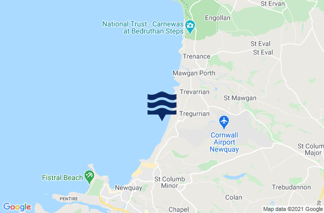 Mappa delle maree di Watergate Bay Beach, United Kingdom