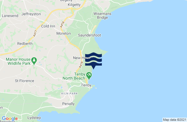 Mappa delle maree di Waterwynch Bay Beach, United Kingdom