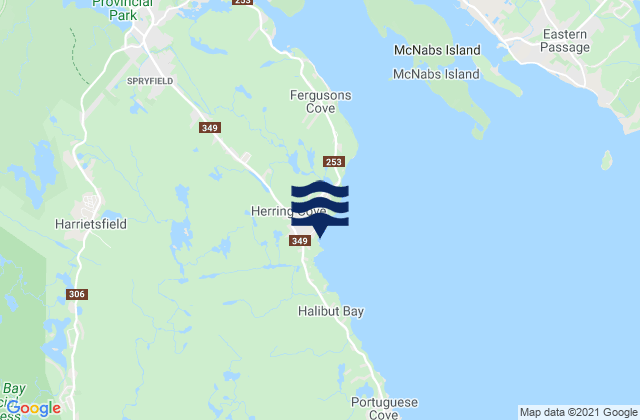 Mappa delle maree di Watleys Cove, Canada
