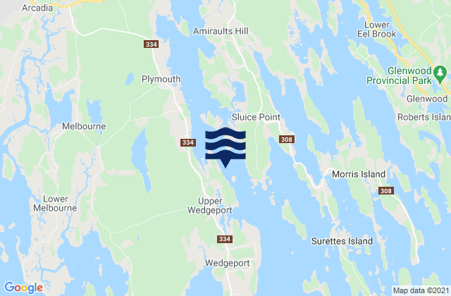 Mappa delle maree di Wedgeport Cape, Canada