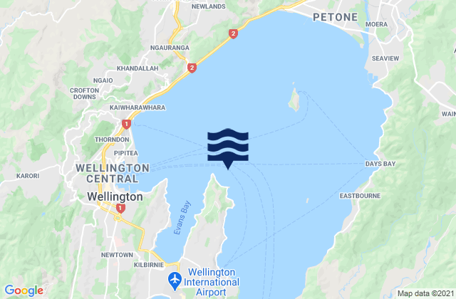 Mappa delle maree di Wellington Harbour, New Zealand