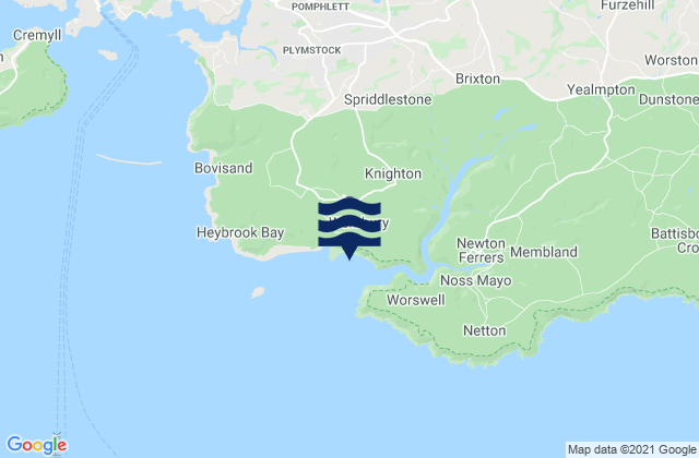Mappa delle maree di Wembury, United Kingdom