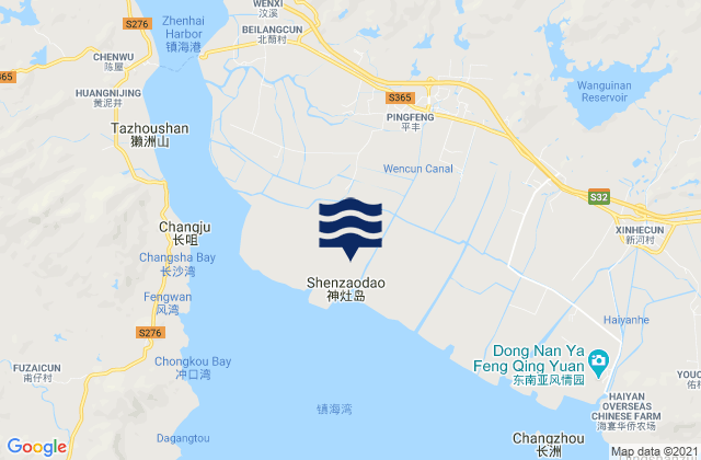 Mappa delle maree di Wencun, China