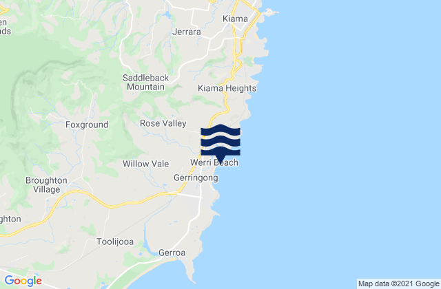 Mappa delle maree di Werri Beach, Australia