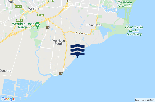 Mappa delle maree di Werribee South, Australia