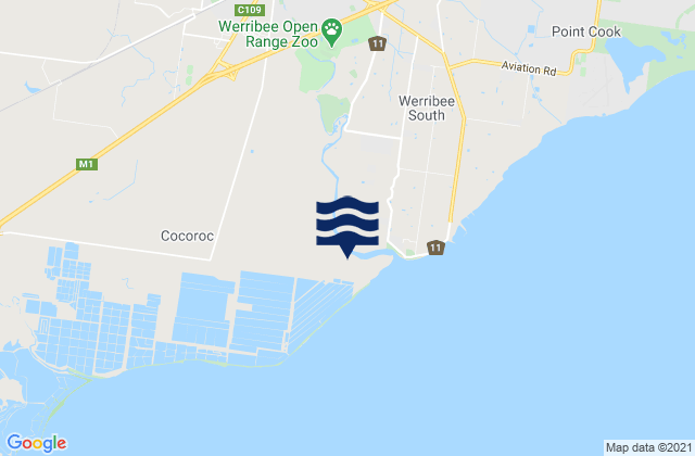 Mappa delle maree di Werribee, Australia