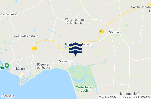 Mappa delle maree di Wesselburener Deichhausen, Germany