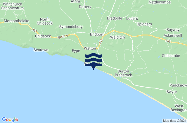 Mappa delle maree di West Bay - East Beach, United Kingdom