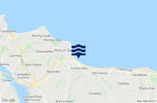 Mappa delle maree di West Colwyn Bay Beach, United Kingdom