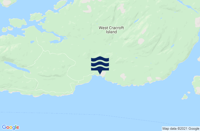 Mappa delle maree di West Cracroft Island, Canada