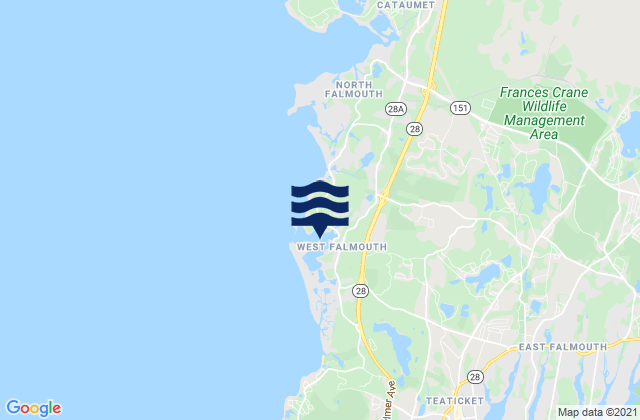 Mappa delle maree di West Falmouth Harbor, United States