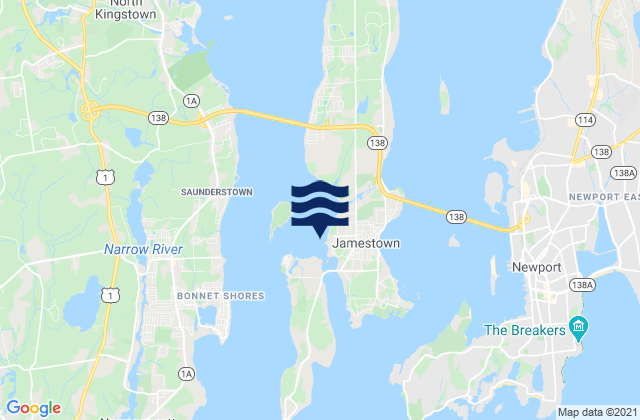 Mappa delle maree di West Jamestown Dutch Island Harbor, United States