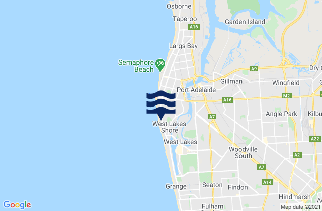 Mappa delle maree di West Lakes Shore, Australia
