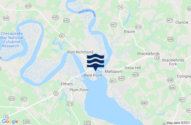 Mappa delle maree di West Point, United States