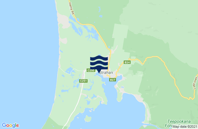 Mappa delle maree di West Strahan Beach, Australia