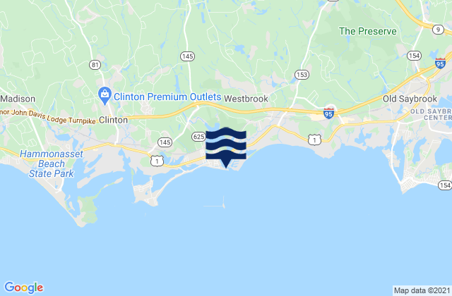 Mappa delle maree di Westbrook Duck Island Roads, United States