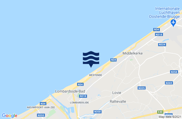 Mappa delle maree di Westende, Belgium