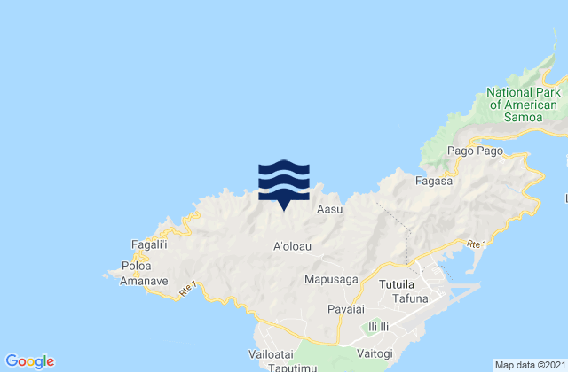 Mappa delle maree di Western District, American Samoa