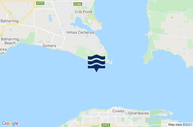 Mappa delle maree di Western Port (Sandy Point), Australia