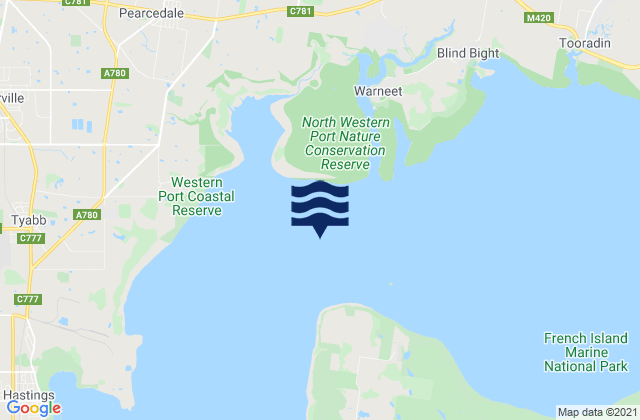 Mappa delle maree di Westernport, Australia