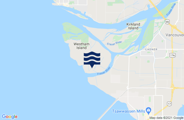 Mappa delle maree di Westham Island, Canada