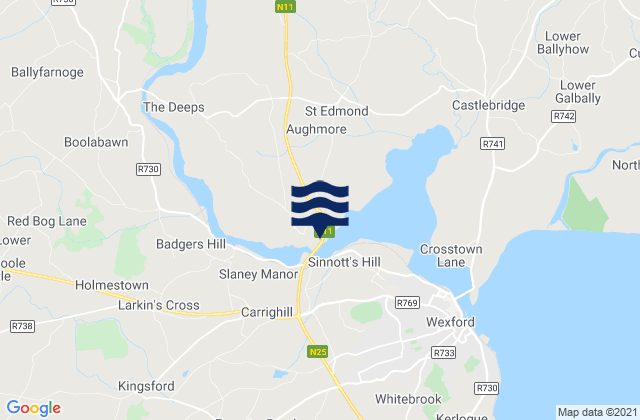 Mappa delle maree di Wexford, Ireland