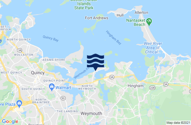 Mappa delle maree di Weymouth Back River Bridge, United States