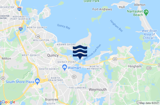 Mappa delle maree di Weymouth Fore River, United States