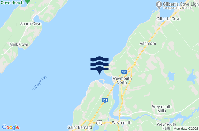 Mappa delle maree di Weymouth Harbour, Canada