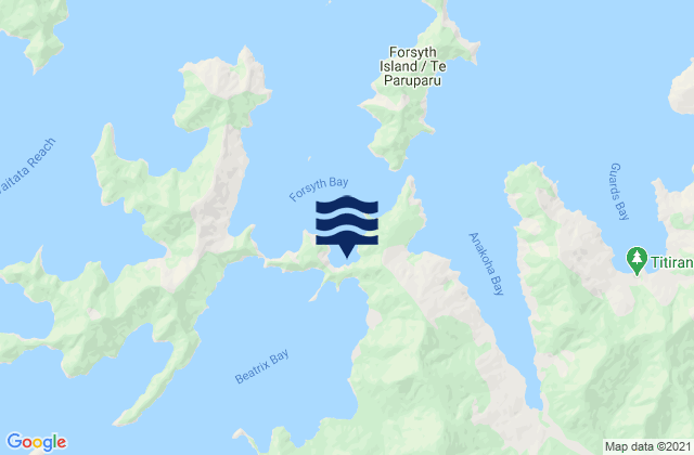Mappa delle maree di Whakatahuri, New Zealand