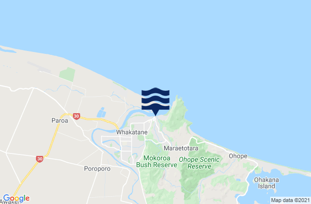 Mappa delle maree di Whakatane, New Zealand
