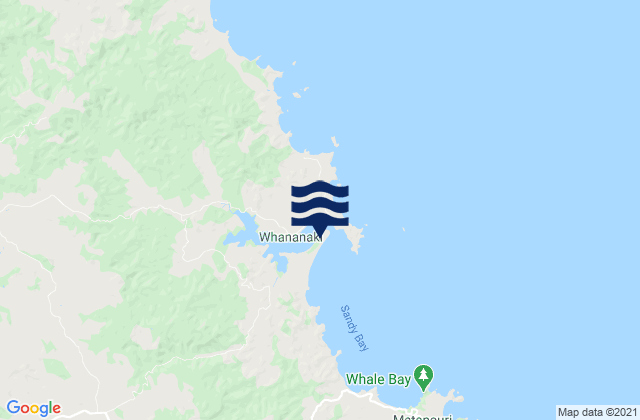 Mappa delle maree di Whananaki Inlet, New Zealand