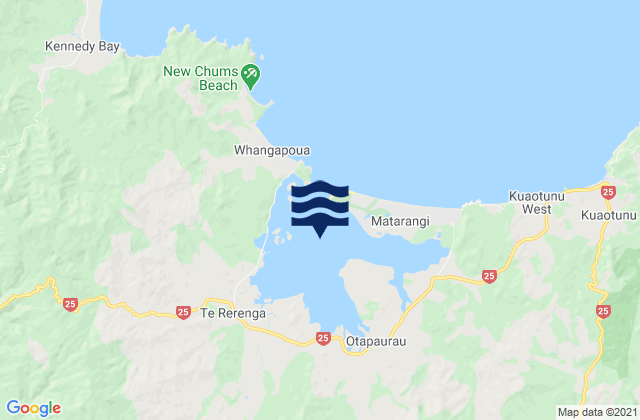 Mappa delle maree di Whangapoua Harbour, New Zealand