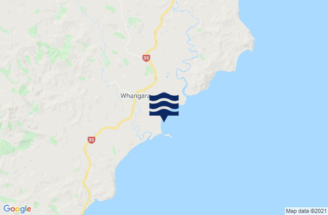 Mappa delle maree di Whangara Island, New Zealand