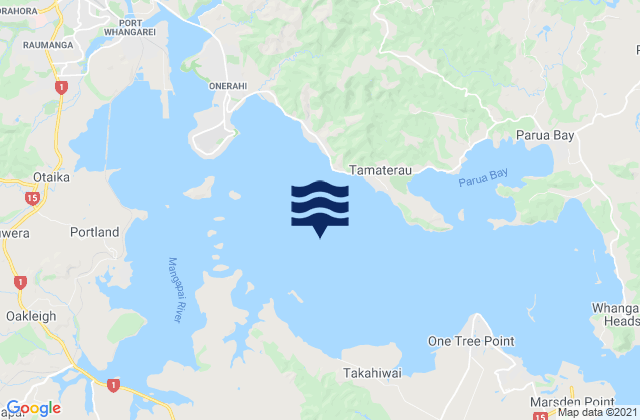 Mappa delle maree di Whangarei Harbour, New Zealand