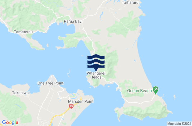 Mappa delle maree di Whangarei Heads, New Zealand