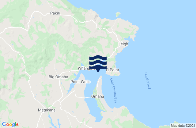 Mappa delle maree di Whangateau, New Zealand