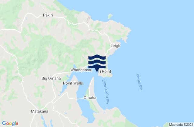 Mappa delle maree di Whangateau Harbour, New Zealand