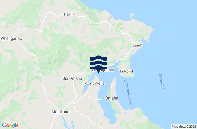 Mappa delle maree di Whangateau Harbour, New Zealand