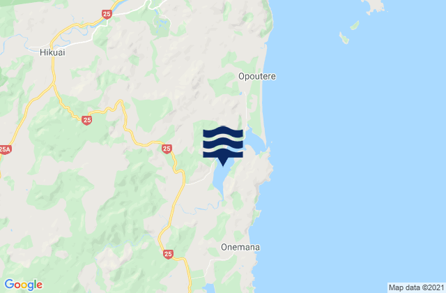 Mappa delle maree di Wharekawa Harbour, New Zealand
