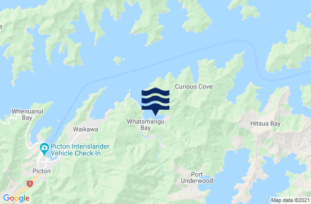 Mappa delle maree di Whatamango Bay, New Zealand