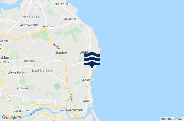 Mappa delle maree di Whitburn, United Kingdom
