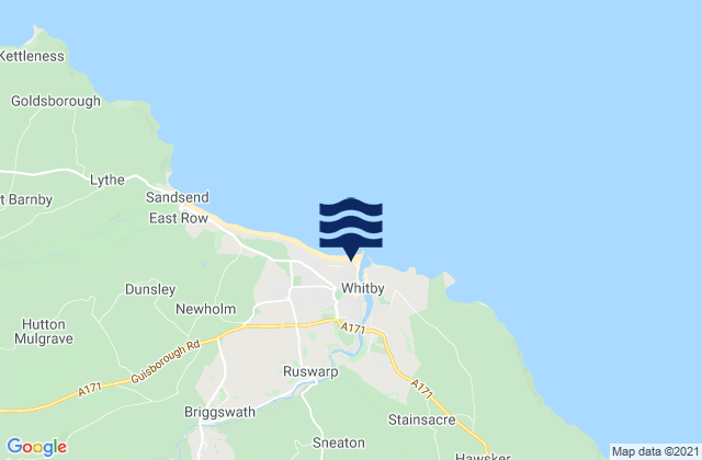 Mappa delle maree di Whitby, United Kingdom