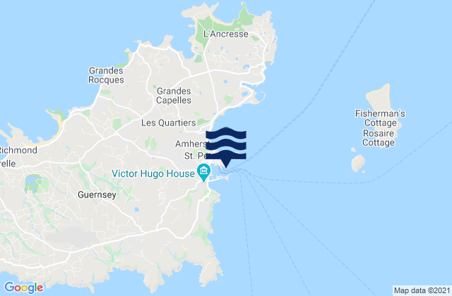 Mappa delle maree di White Rock, Guernsey