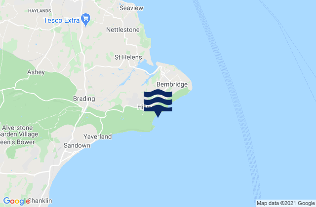 Mappa delle maree di Whitecliff Bay Beach, United Kingdom